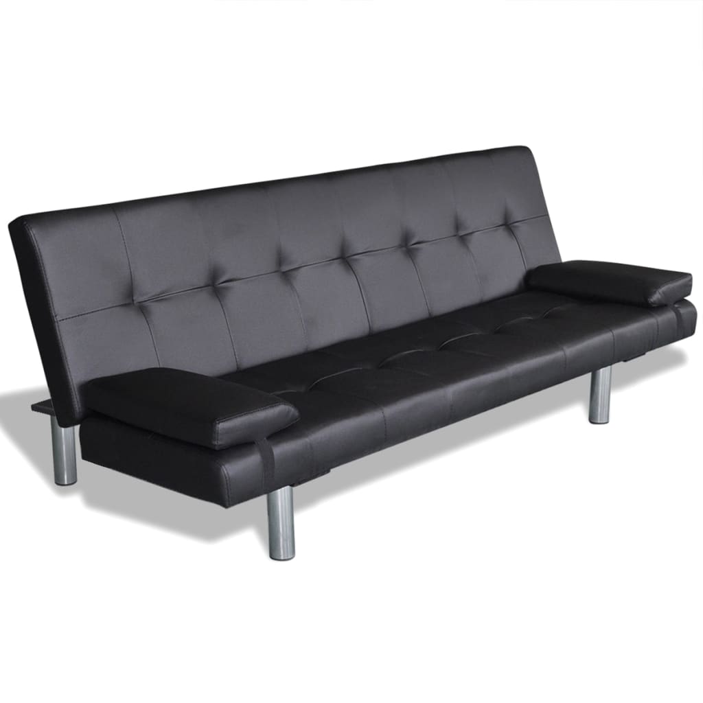 vidaXL Canapea extensibilă 2 perne, piele artificială, reglabilă negru vidaXL Canapea extensibilă 2 perne, piele artificială, reglabilă negru