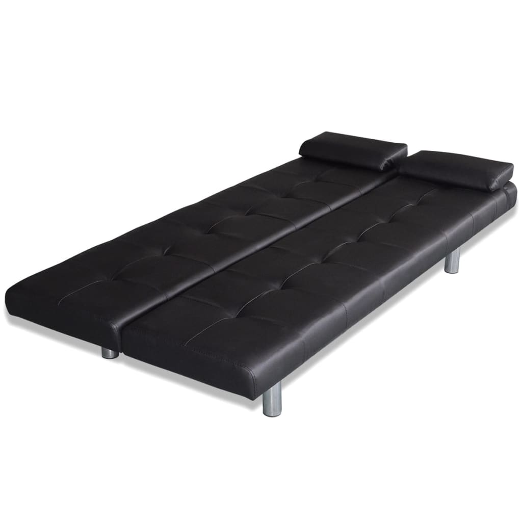 vidaXL Canapea extensibilă 2 perne, piele artificială, reglabilă negru vidaXL Canapea extensibilă 2 perne, piele artificială, reglabilă negru