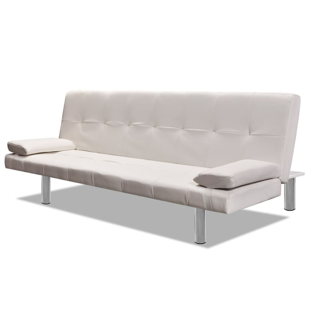 vidaXL Canapea extensibilă 2 perne, piele artificială, reglabil, crem vidaXL Canapea extensibilă 2 perne, piele artificială, reglabil, crem