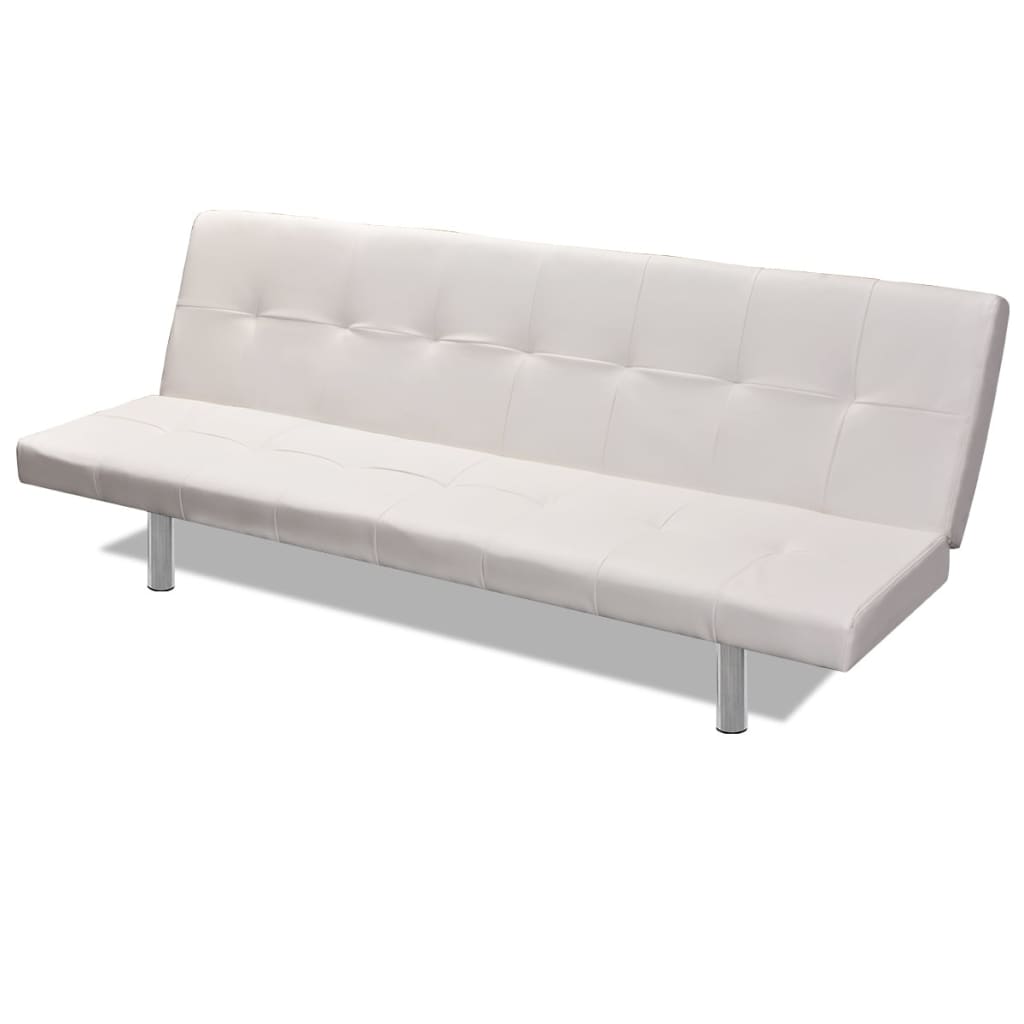 vidaXL Canapea extensibilă 2 perne, piele artificială, reglabil, crem vidaXL Canapea extensibilă 2 perne, piele artificială, reglabil, crem