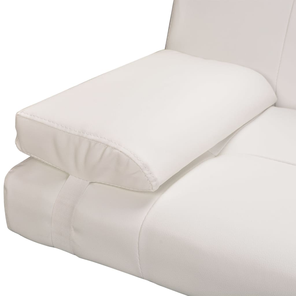 vidaXL Canapea extensibilă 2 perne, piele artificială, reglabil, crem vidaXL Canapea extensibilă 2 perne, piele artificială, reglabil, crem