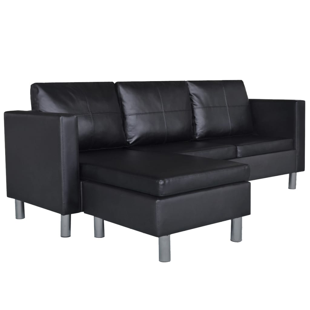 vidaXL Canapea modulară cu 3 locuri, piele artificială, negru vidaXL Canapea modulară cu 3 locuri, piele artificială, negru
