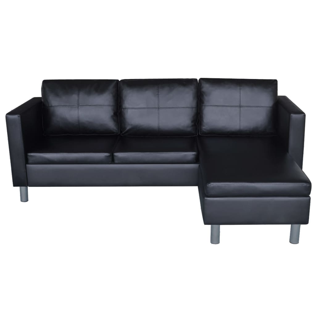 vidaXL Canapea modulară cu 3 locuri, piele artificială, negru vidaXL Canapea modulară cu 3 locuri, piele artificială, negru
