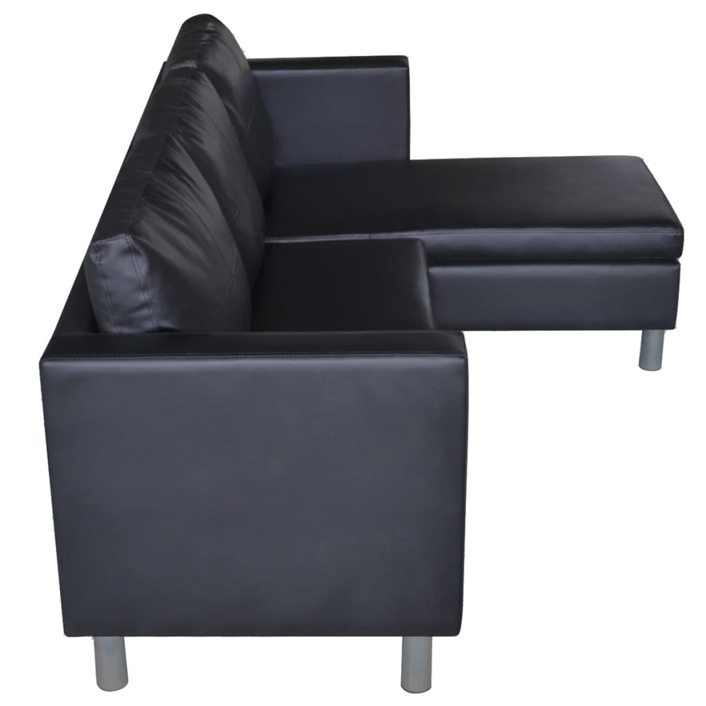 vidaXL Canapea modulară cu 3 locuri, piele artificială, negru vidaXL Canapea modulară cu 3 locuri, piele artificială, negru