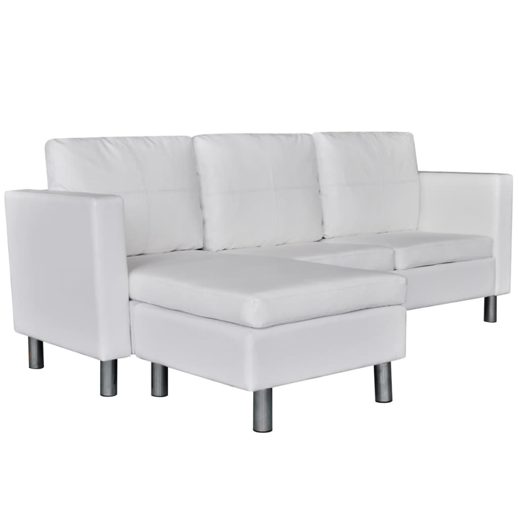 vidaXL Canapea modulară cu 3 locuri, piele artificială, alb vidaXL Canapea modulară cu 3 locuri, piele artificială, alb