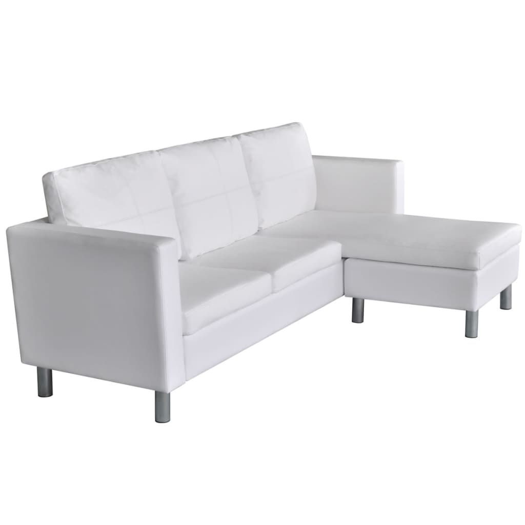 vidaXL Canapea modulară cu 3 locuri, piele artificială, alb vidaXL Canapea modulară cu 3 locuri, piele artificială, alb