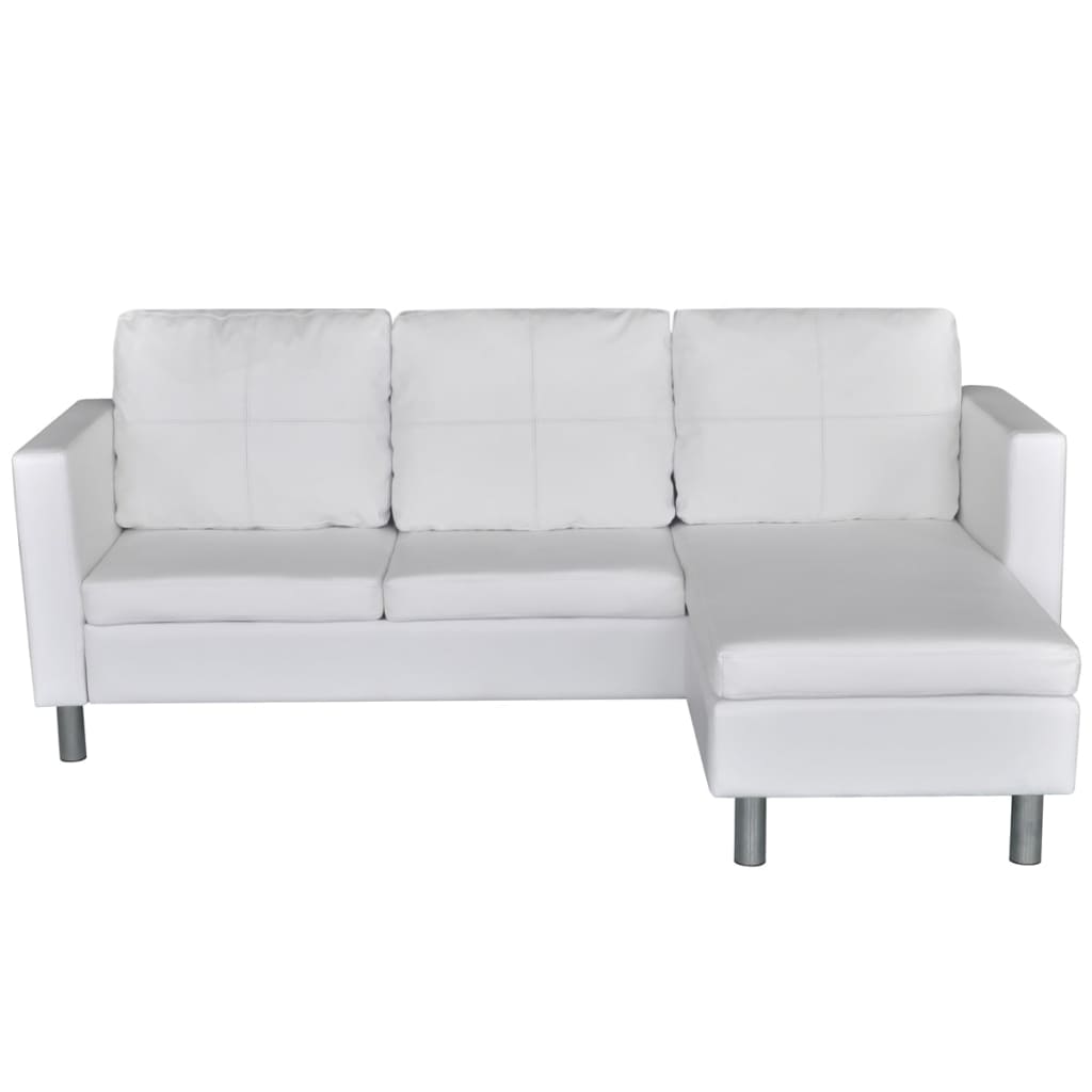 vidaXL Canapea modulară cu 3 locuri, piele artificială, alb vidaXL Canapea modulară cu 3 locuri, piele artificială, alb