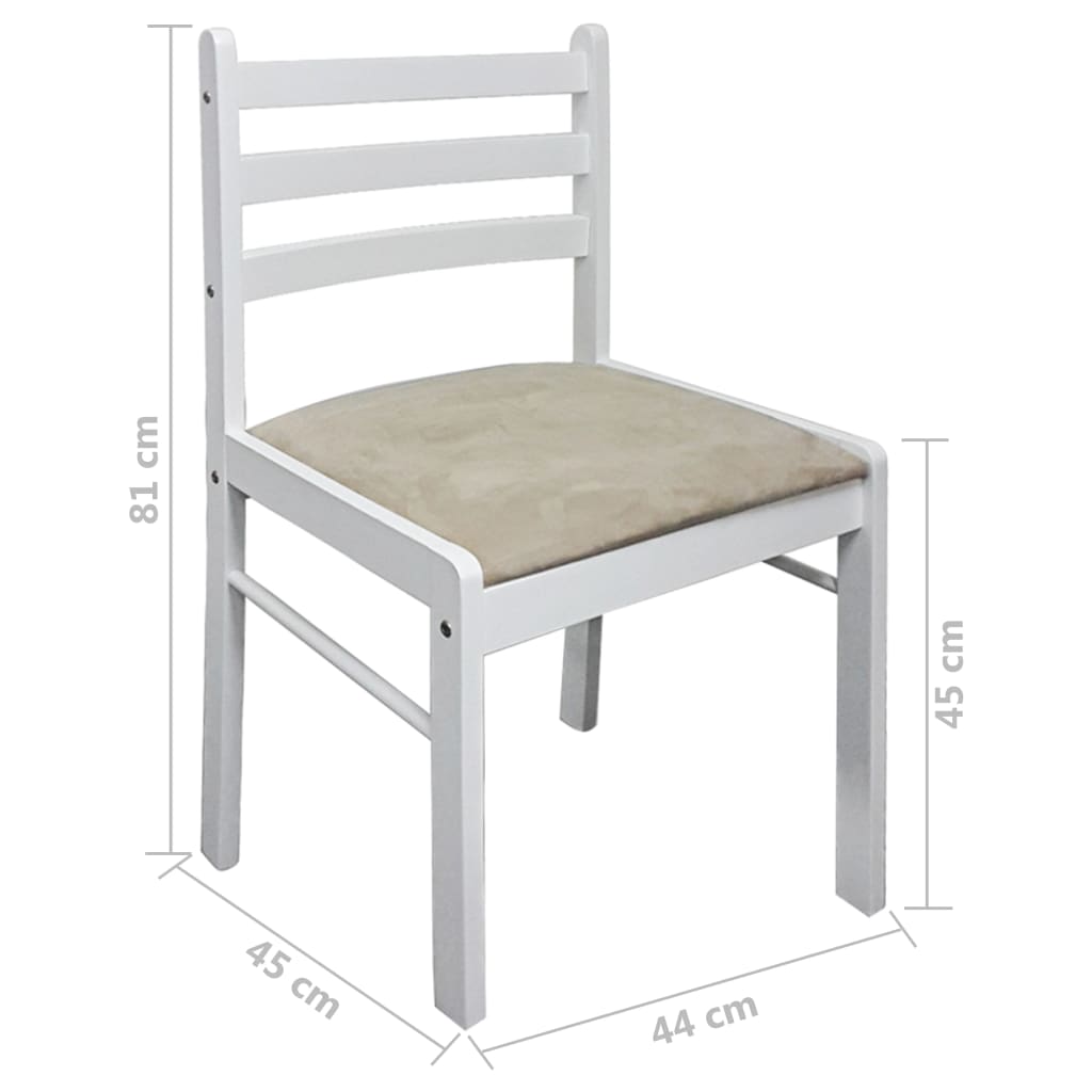 vidaXL Scaune de bucătărie, 4 buc., alb, lemn masiv hevea & catifea vidaXL Scaune de bucătărie, 4 buc., alb, lemn masiv hevea & catifea
