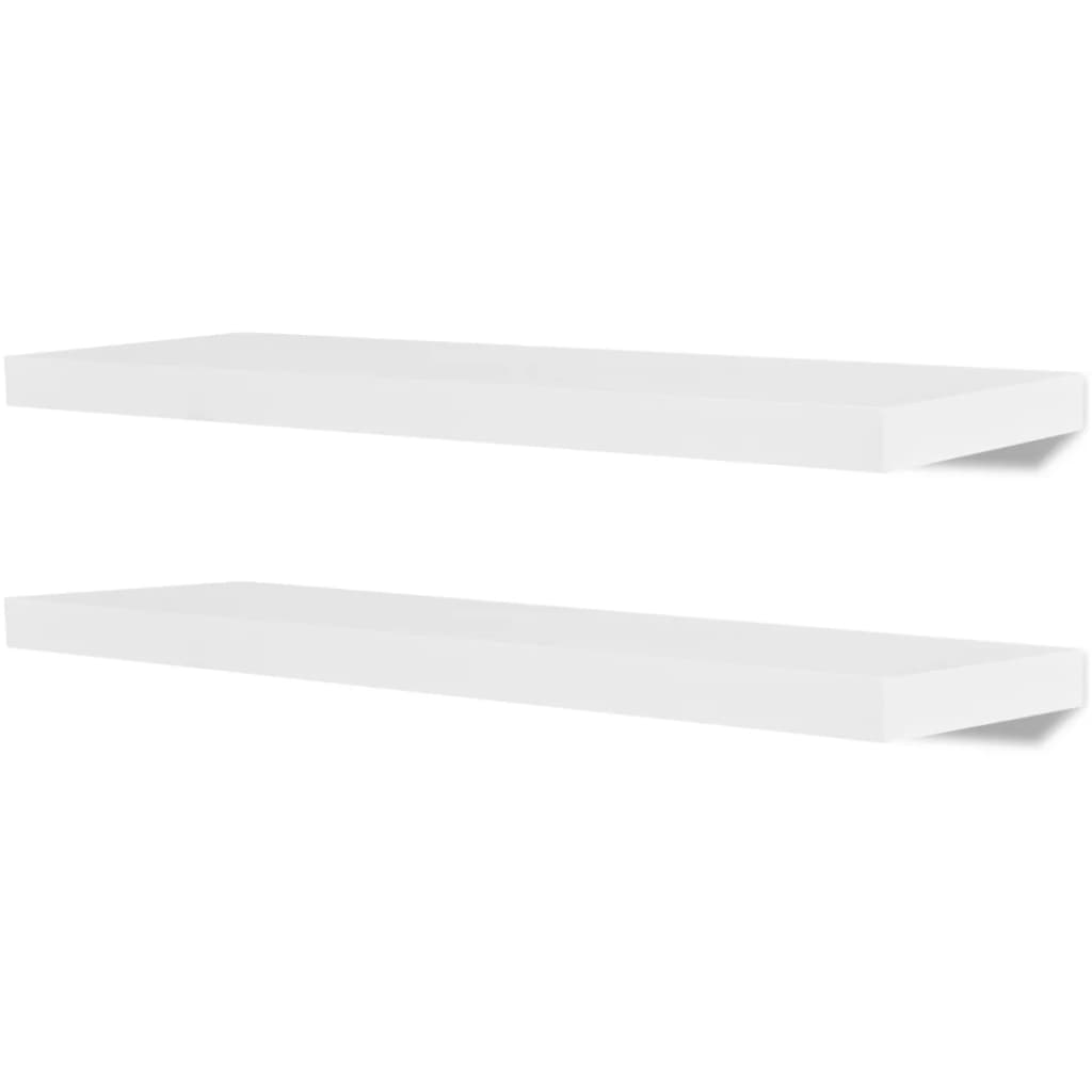Rafturi suspendate pentru cărți/DVD-uri, 2 buc, alb, MDF Rafturi suspendate pentru cărți/DVD-uri, 2 buc, alb, MDF
