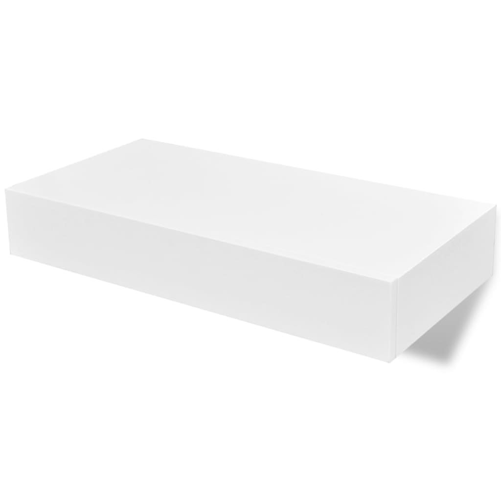 Raft de perete suspendat, 1 sertare, depozitare cărți/DVD, alb, MDF Raft de perete suspendat, 1 sertare, depozitare cărți/DVD, alb, MDF