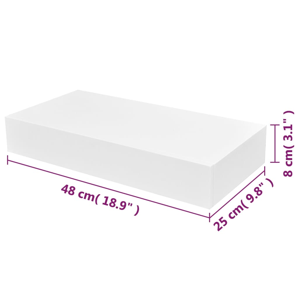 Raft de perete suspendat, 1 sertare, depozitare cărți/DVD, alb, MDF Raft de perete suspendat, 1 sertare, depozitare cărți/DVD, alb, MDF