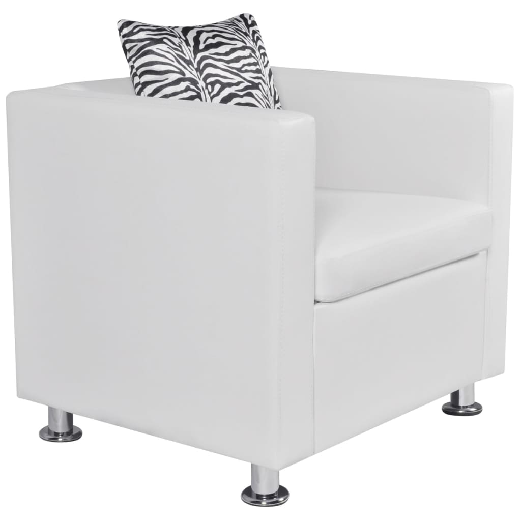 vidaXL Fotoliu, alb, piele artificială vidaXL Fotoliu, alb, piele artificială