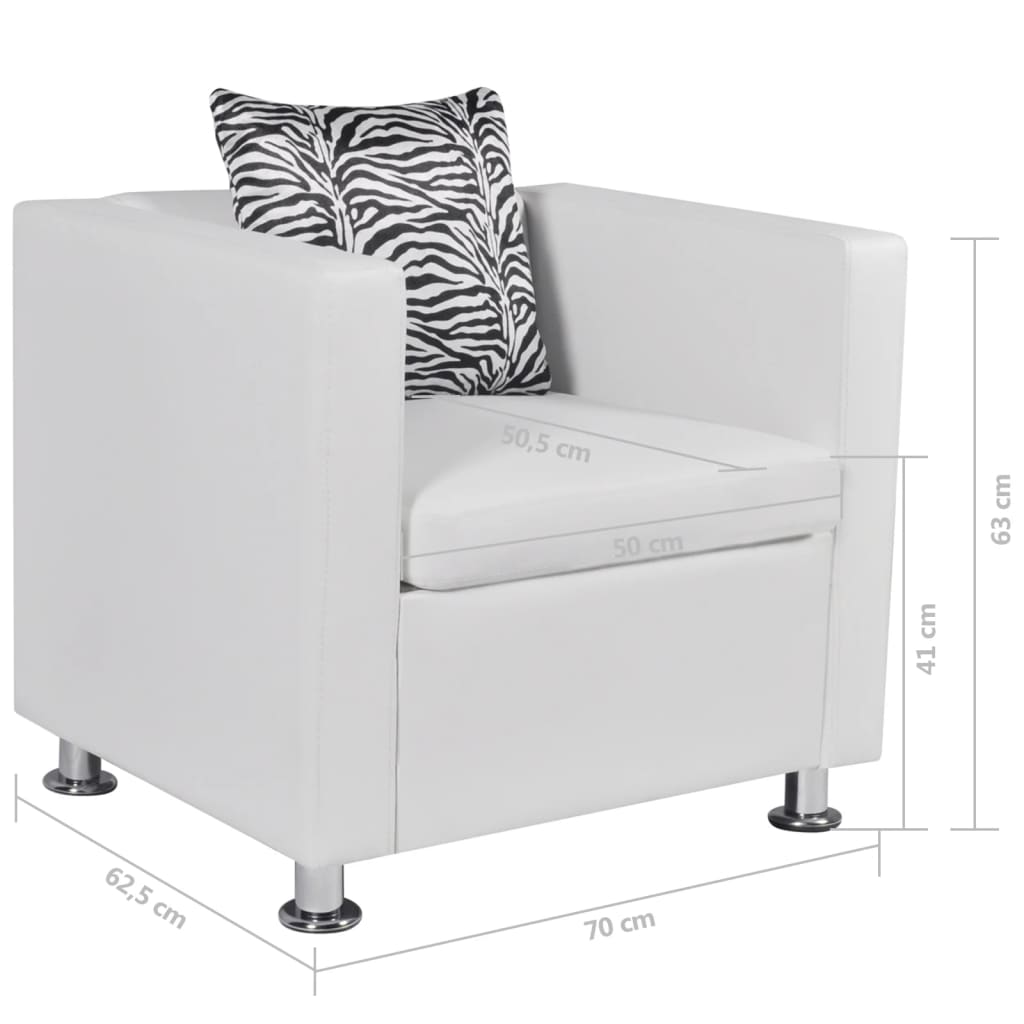 vidaXL Fotoliu, alb, piele artificială vidaXL Fotoliu, alb, piele artificială