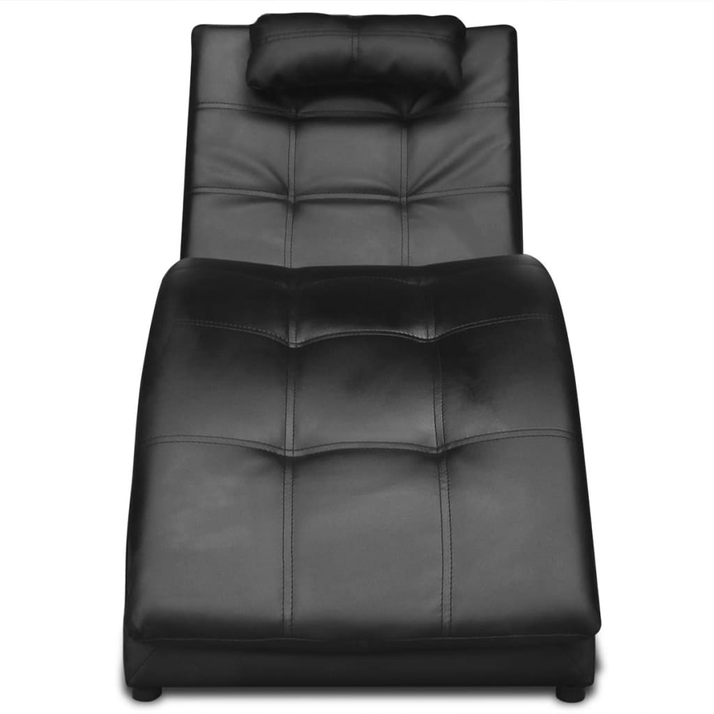 vidaXL Șezlong cu pernă, negru, piele ecologică vidaXL Șezlong cu pernă, negru, piele ecologică