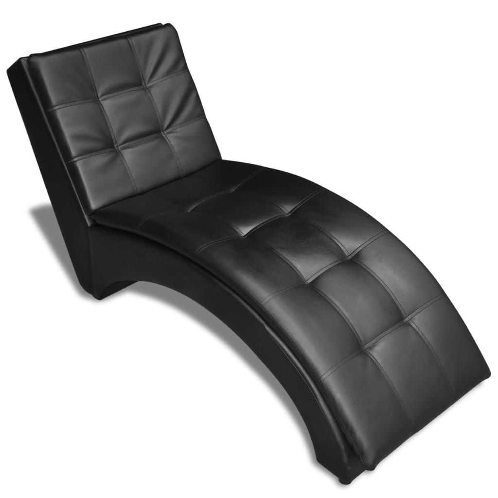 vidaXL Șezlong cu pernă, negru, piele ecologică vidaXL Șezlong cu pernă, negru, piele ecologică