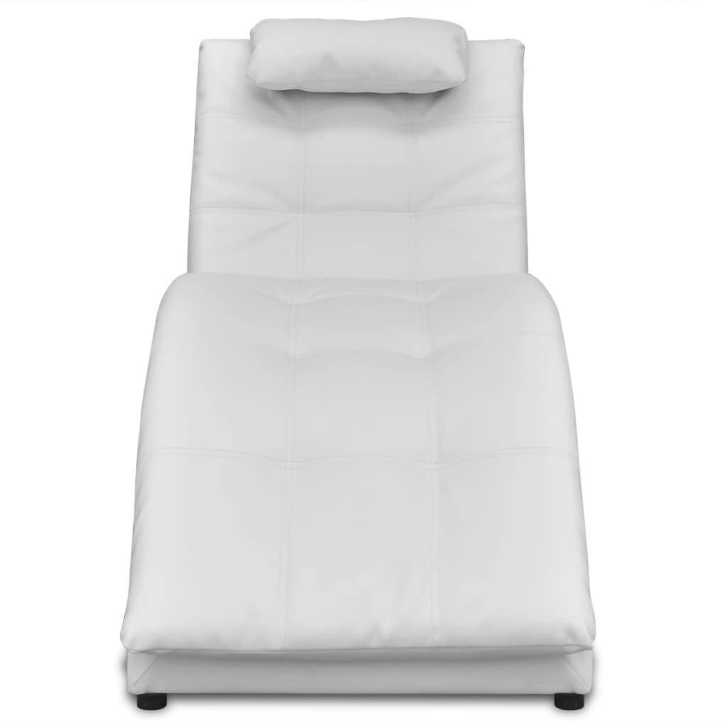 vidaXL Șezlong cu pernă, alb, piele ecologică vidaXL Șezlong cu pernă, alb, piele ecologică