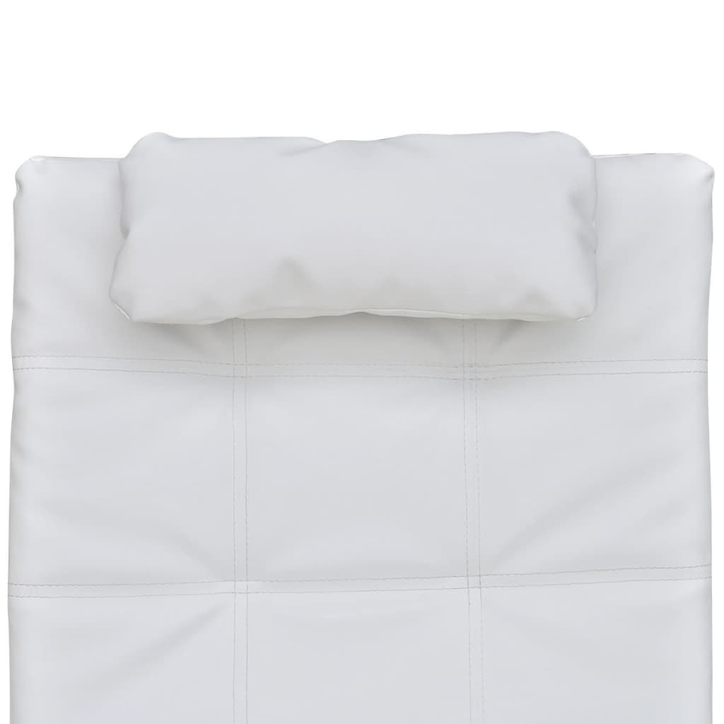 vidaXL Șezlong cu pernă, alb, piele ecologică vidaXL Șezlong cu pernă, alb, piele ecologică