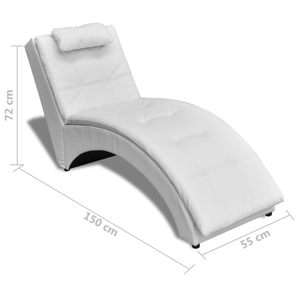 vidaXL Șezlong cu pernă, alb, piele ecologică vidaXL Șezlong cu pernă, alb, piele ecologică