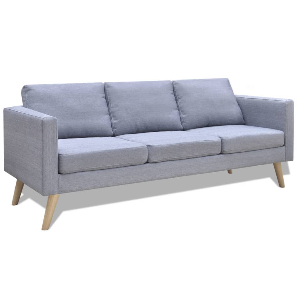 vidaXL Canapea cu 3 locuri, material textil, gri deschis vidaXL Canapea cu 3 locuri, material textil, gri deschis