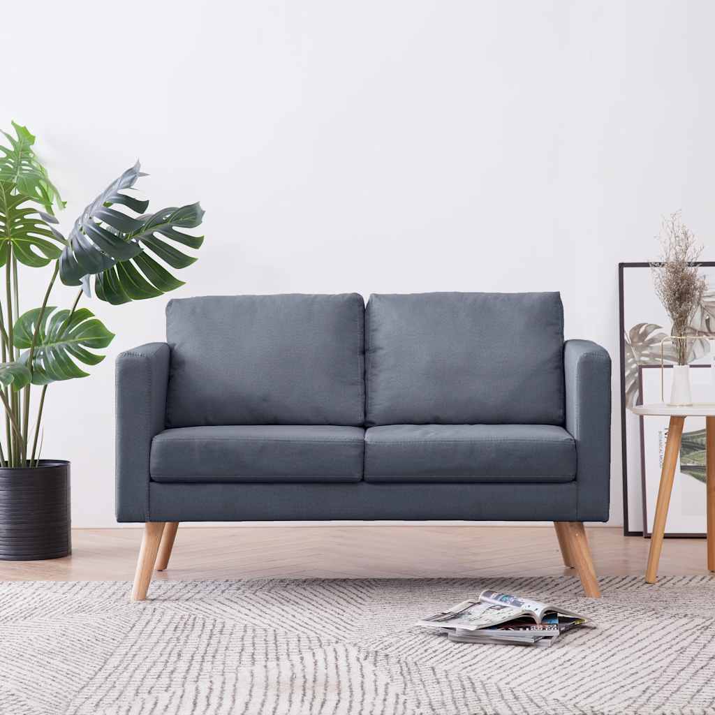 vidaXL Canapea cu 2 locuri, material textil, gri închis vidaXL Canapea cu 2 locuri, material textil, gri închis