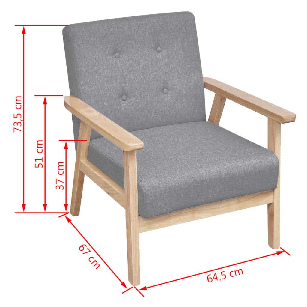 vidaXL Fotoliu, gri deschis, material textil
