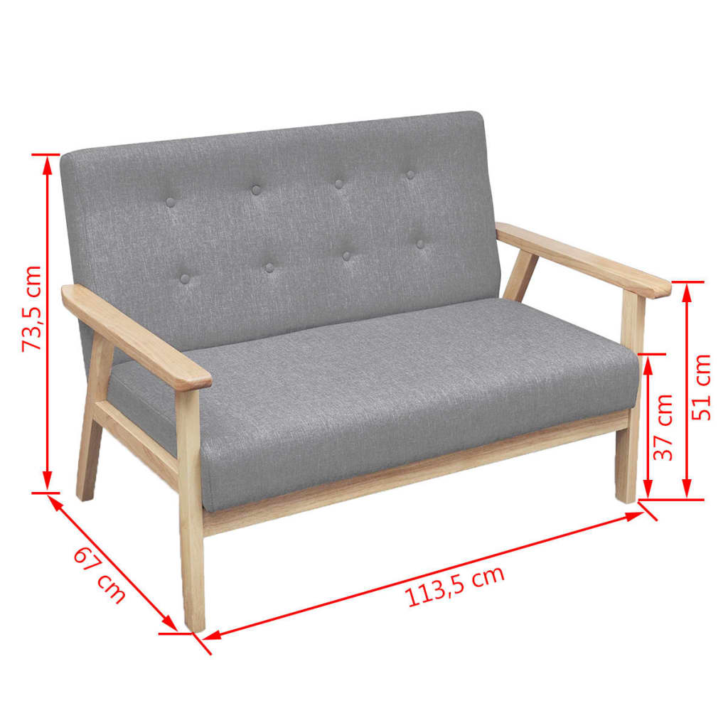 vidaXL Canapea cu 2 locuri, gri deschis, material textil vidaXL Canapea cu 2 locuri, gri deschis, material textil