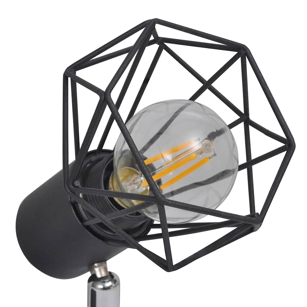 Aplice perete cadru sârmă, stil industrial, negru, 2 becuri LED Aplice perete cadru sârmă, stil industrial, negru, 2 becuri LED