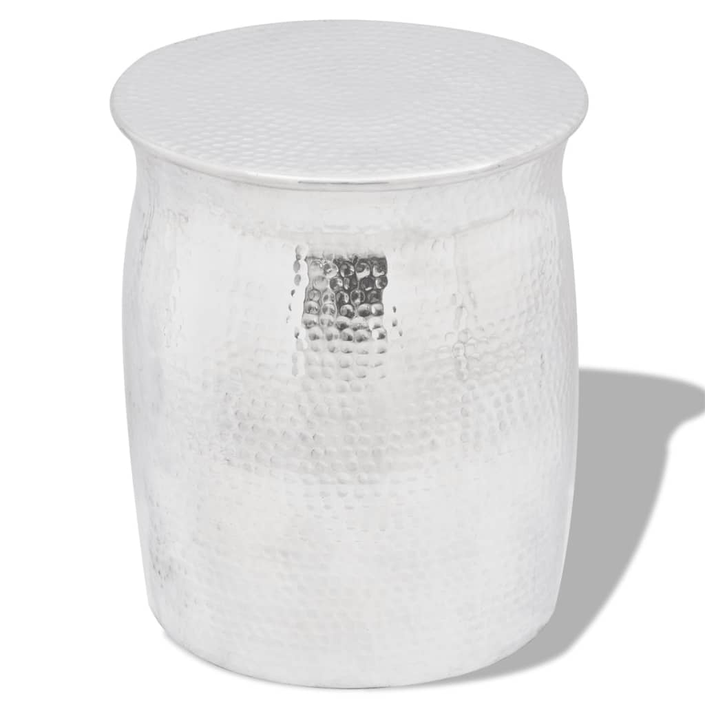vidaXL Scaun/Masă laterală din aluminiu bătut la ciocan, argintiu