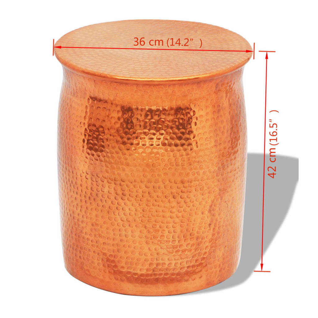 vidaXL Scaun/masă laterală, aluminiu bătut la ciocan, cupru/alamă