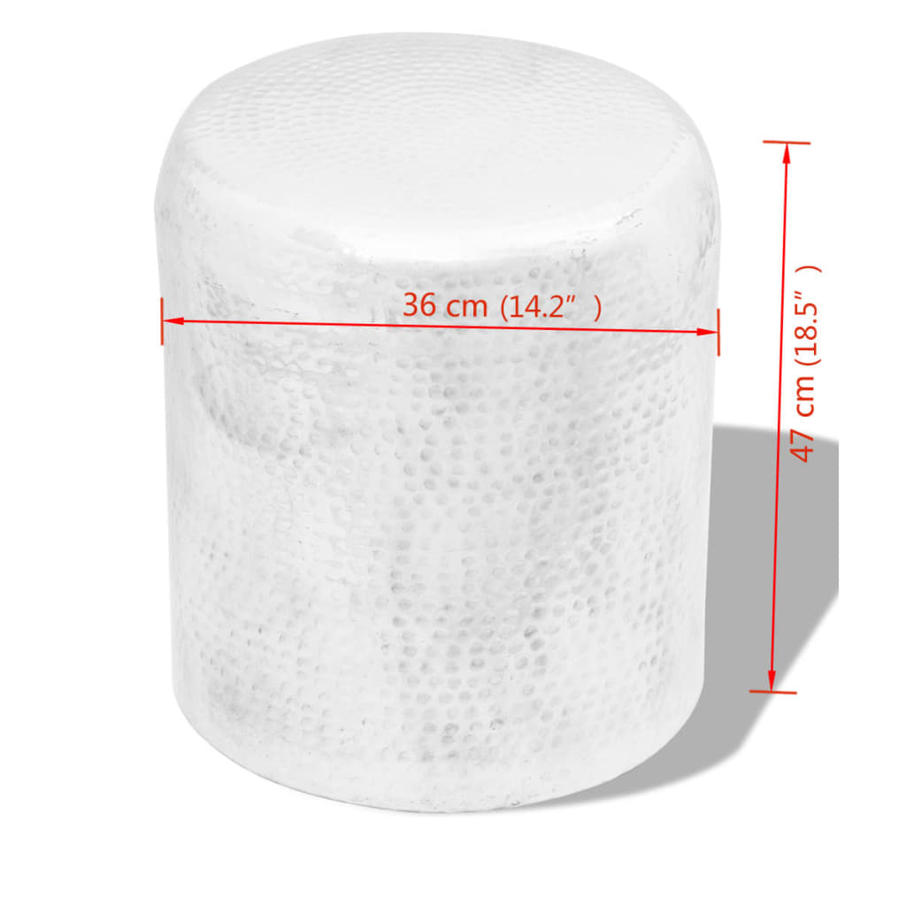 vidaXL Scaun/Masă laterală din aluminiu bătut la ciocan, argintiu