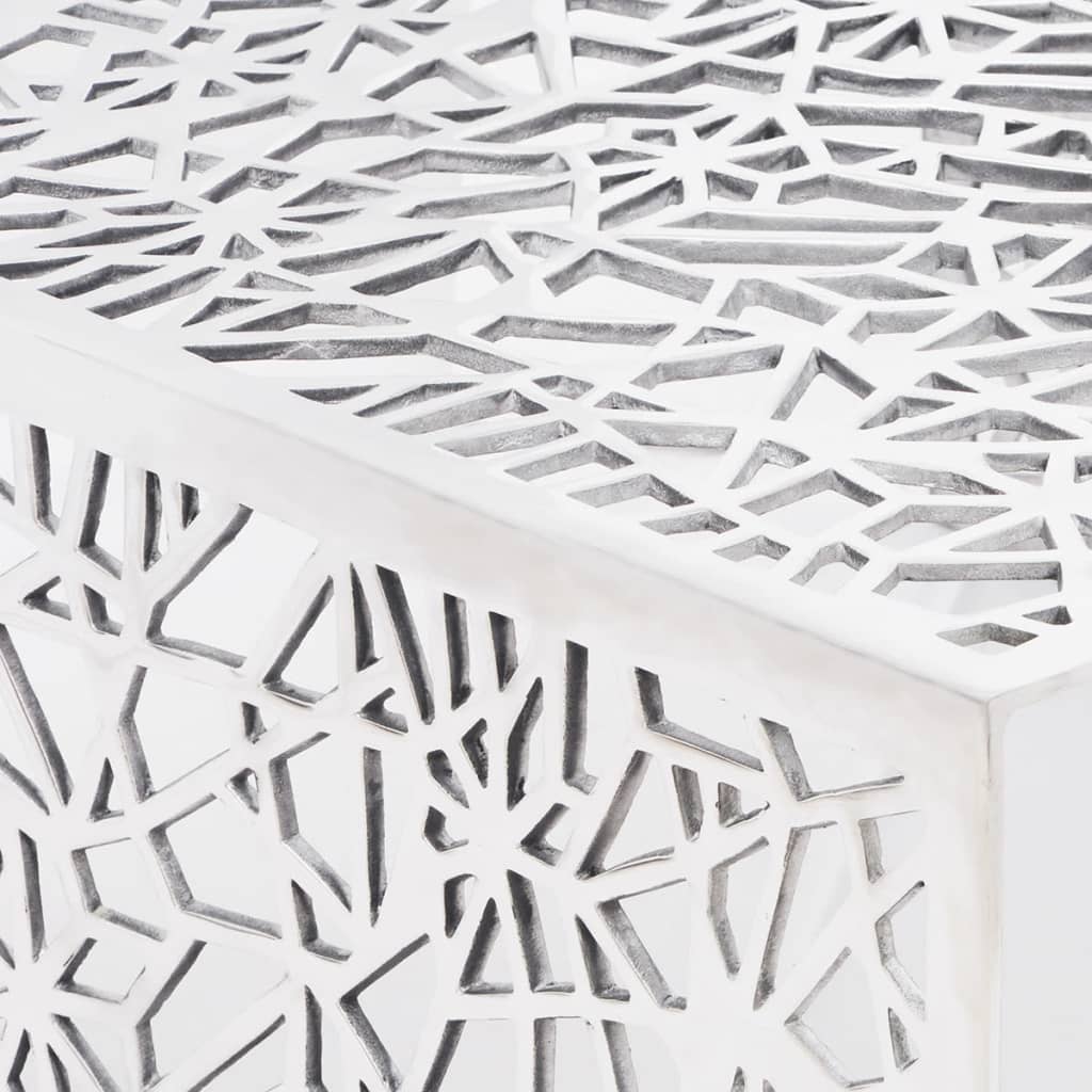 vidaXL Măsuță de cafea cu design geometric, argintiu, aluminiu vidaXL Măsuță de cafea cu design geometric, argintiu, aluminiu