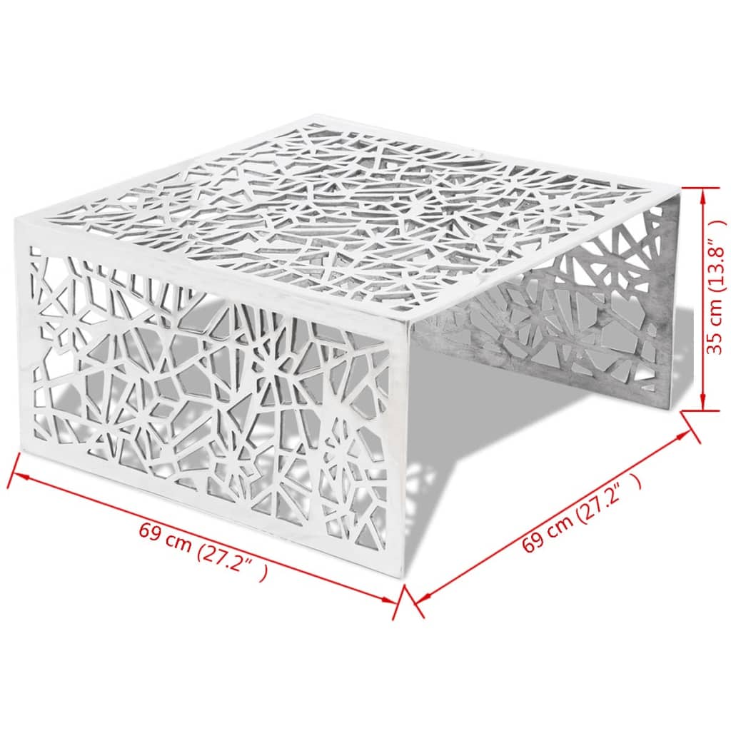 vidaXL Măsuță de cafea cu design geometric, argintiu, aluminiu vidaXL Măsuță de cafea cu design geometric, argintiu, aluminiu