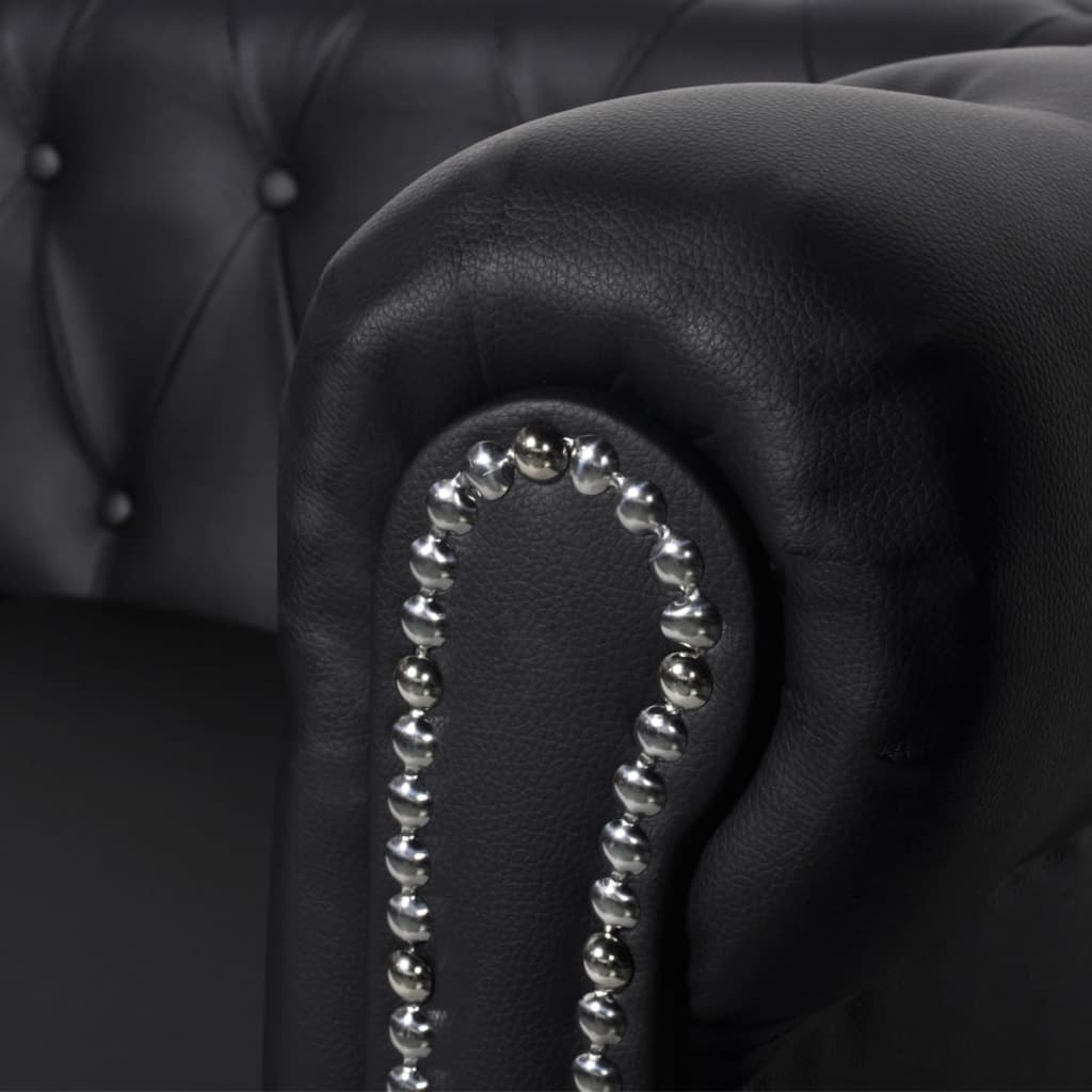 vidaXL Canapea Chesterfield cu 2 locuri, piele artificială, negru vidaXL Canapea Chesterfield cu 2 locuri, piele artificială, negru