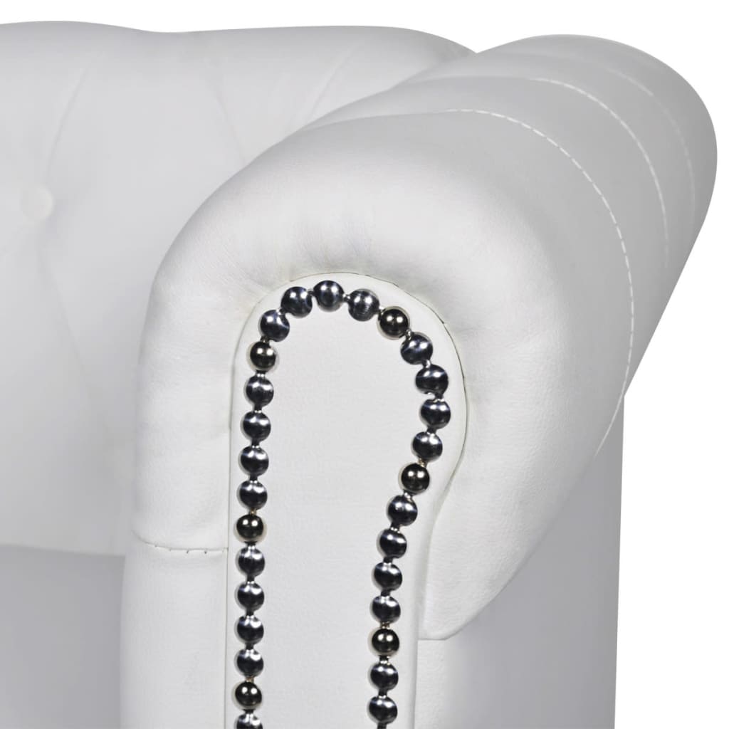 vidaXL Canapea Chesterfield cu 2 locuri, piele artificială, alb vidaXL Canapea Chesterfield cu 2 locuri, piele artificială, alb