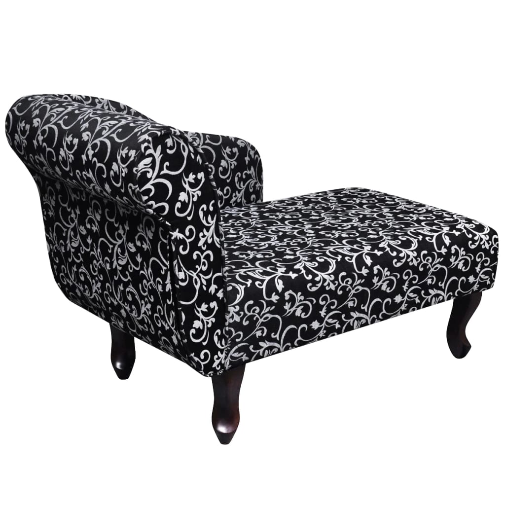 vidaXL Șezlong, negru și alb, material textil vidaXL Șezlong, negru și alb, material textil