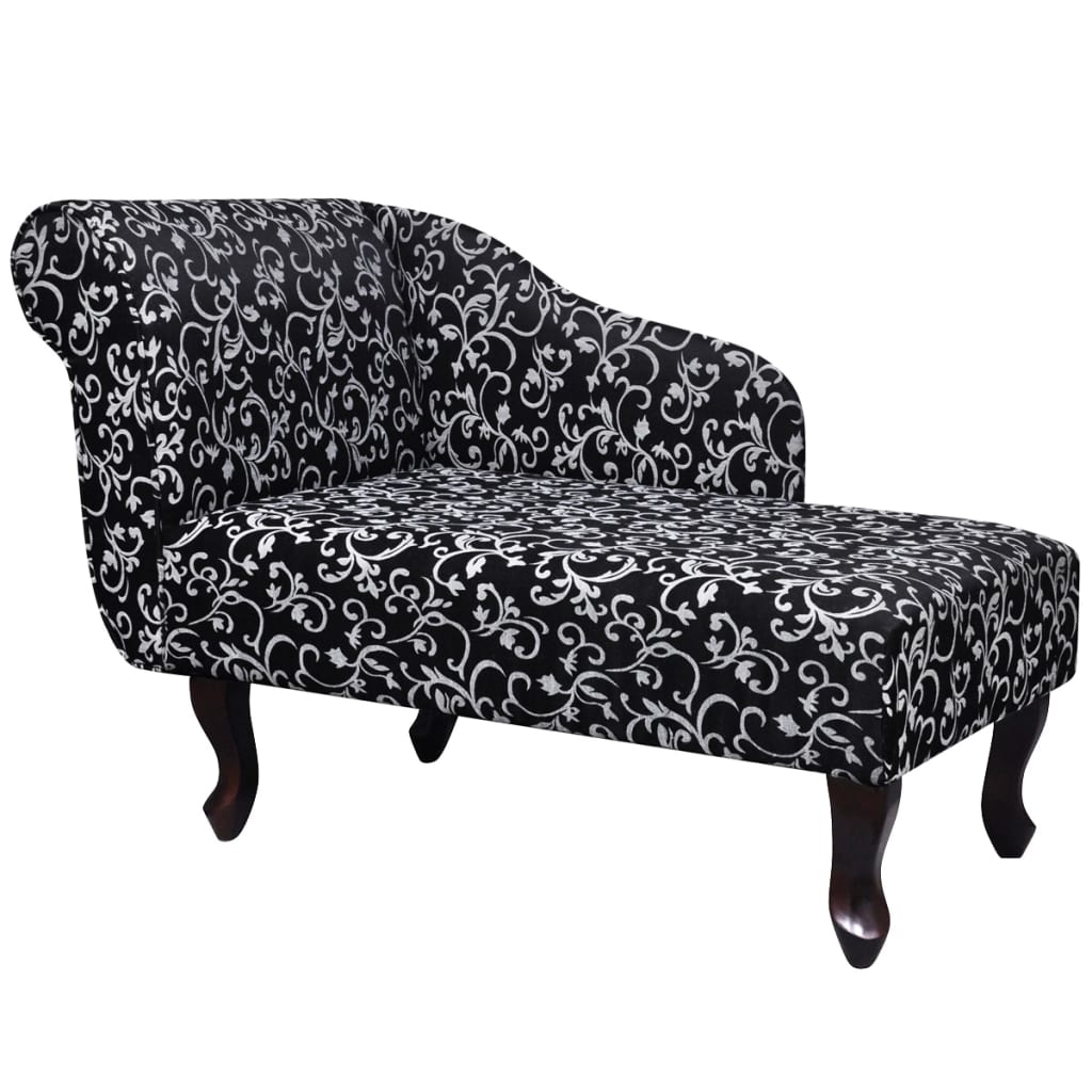 vidaXL Șezlong, negru și alb, material textil vidaXL Șezlong, negru și alb, material textil