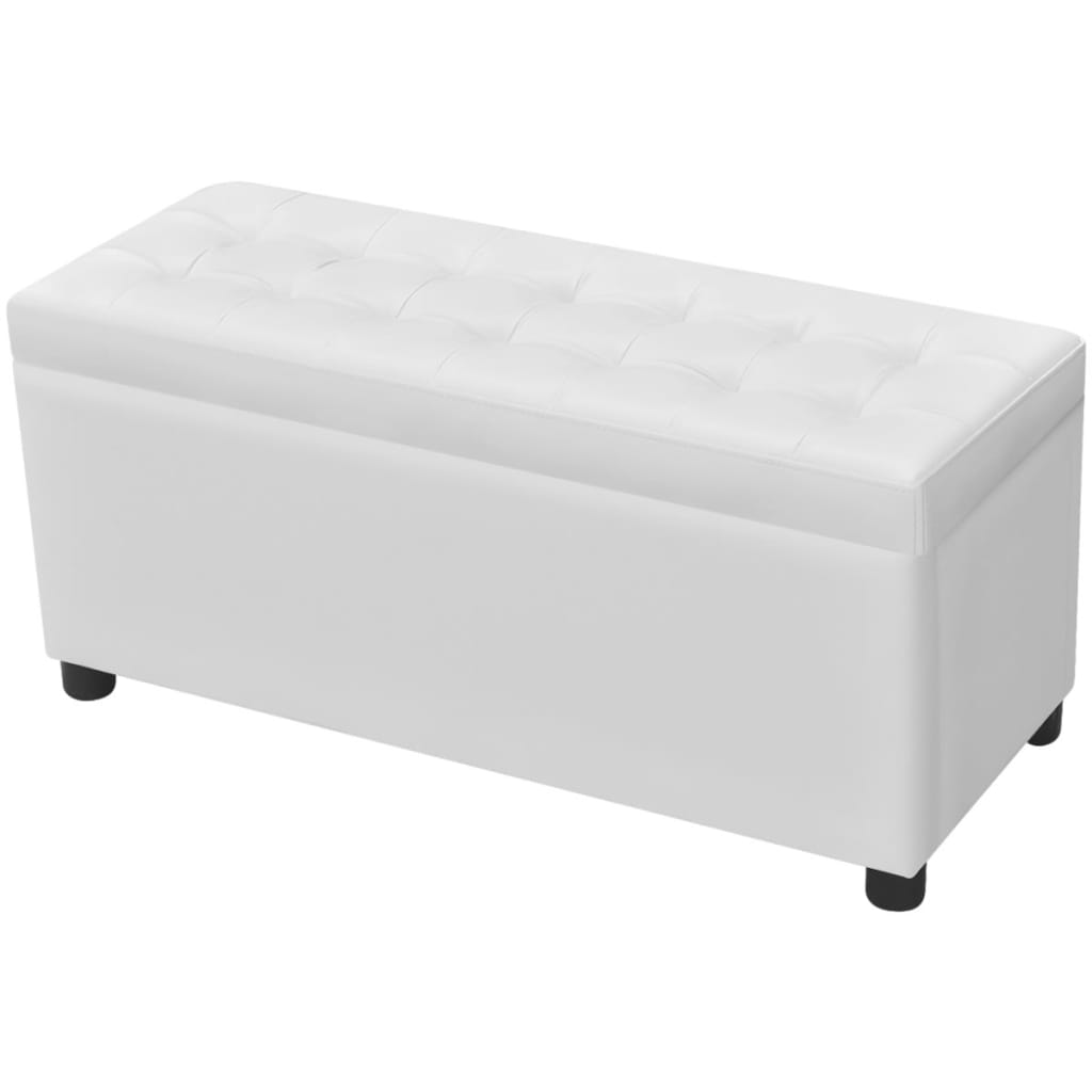 vidaXL Taburet de depozitare, piele artificială, alb vidaXL Taburet de depozitare, piele artificială, alb