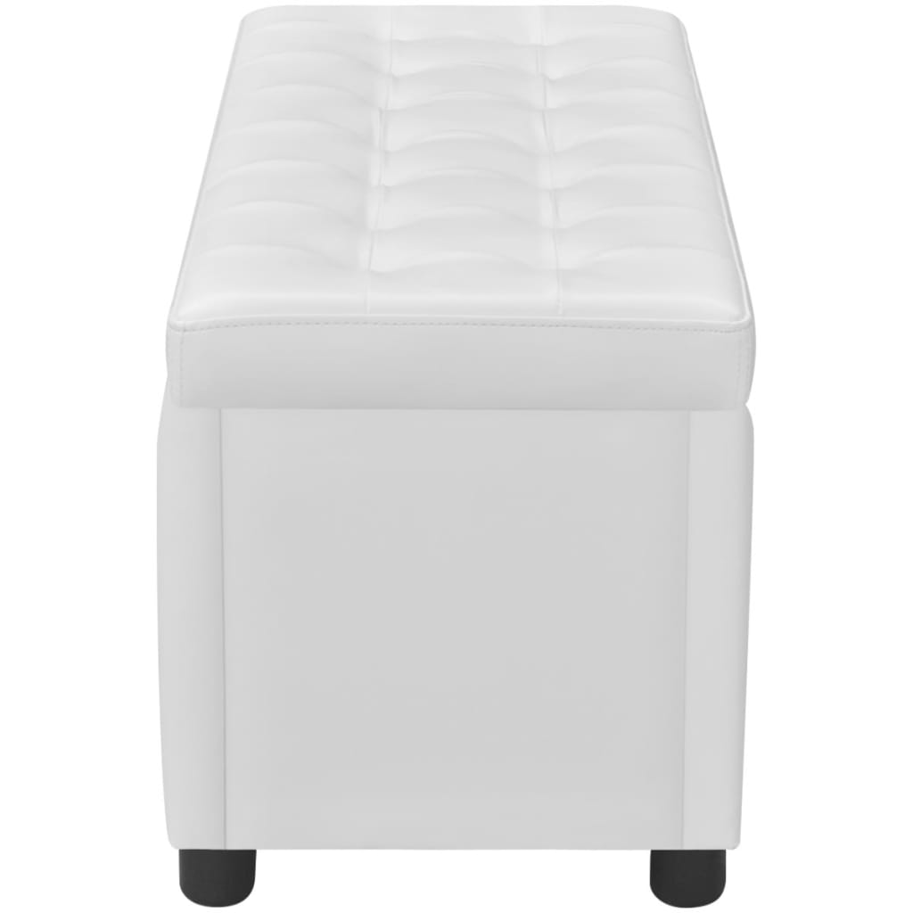 vidaXL Taburet de depozitare, piele artificială, alb vidaXL Taburet de depozitare, piele artificială, alb