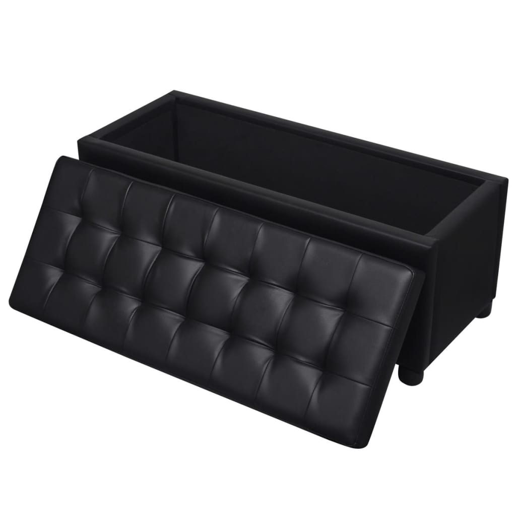 vidaXL Taburet de depozitare, piele artificială, negru