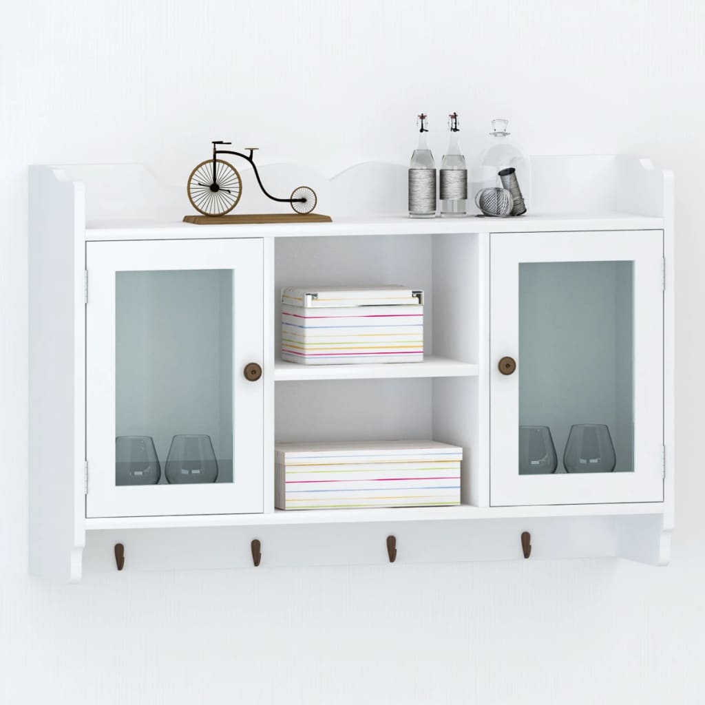 Dulap de perete din MDF alb, raft prezentare pentru cărți/DVD Dulap de perete din MDF alb, raft prezentare pentru cărți/DVD
