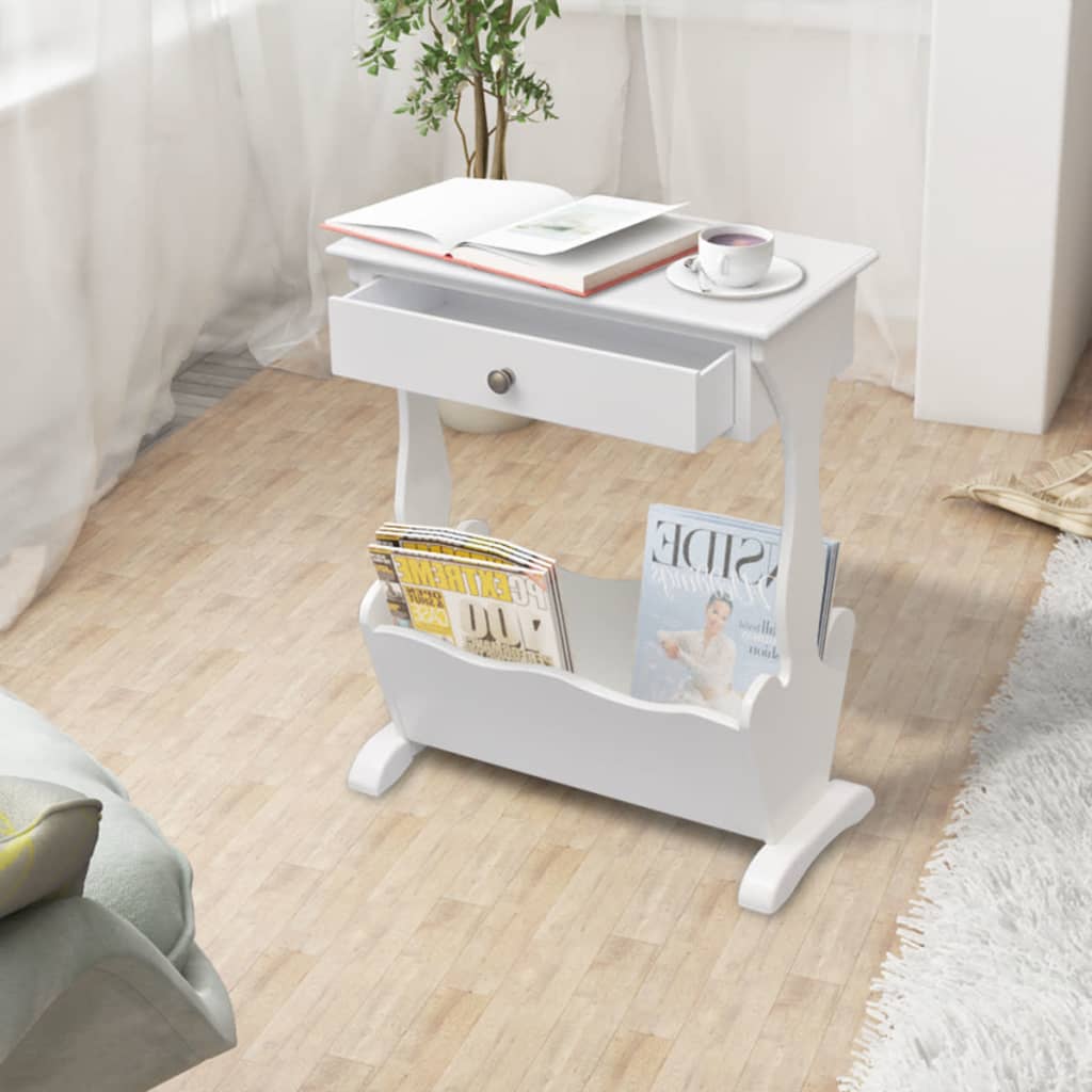 vidaXL Suport pentru reviste Melrose, alb vidaXL Suport pentru reviste Melrose, alb