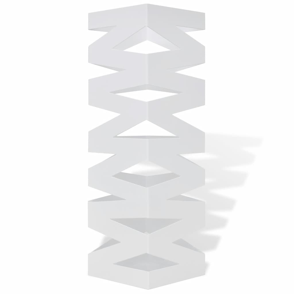 Suport pentru umbrele, pătrat, depozitare bastoane, alb, 48,5 cm, oțel Suport pentru umbrele, pătrat, depozitare bastoane, alb, 48,5 cm, oțel