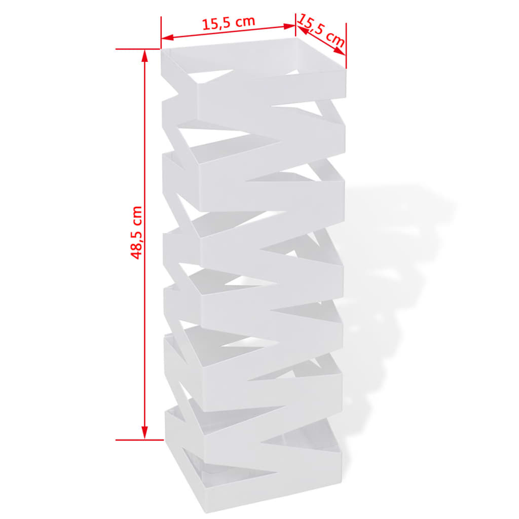 Suport pentru umbrele, pătrat, depozitare bastoane, alb, 48,5 cm, oțel Suport pentru umbrele, pătrat, depozitare bastoane, alb, 48,5 cm, oțel