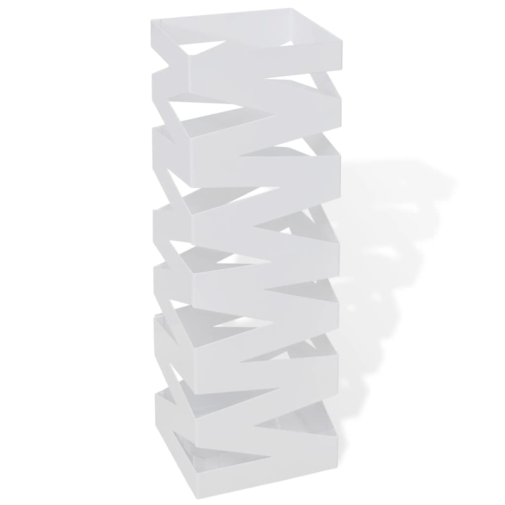 Suport pentru umbrele, pătrat, depozitare bastoane, alb, 48,5 cm, oțel Suport pentru umbrele, pătrat, depozitare bastoane, alb, 48,5 cm, oțel