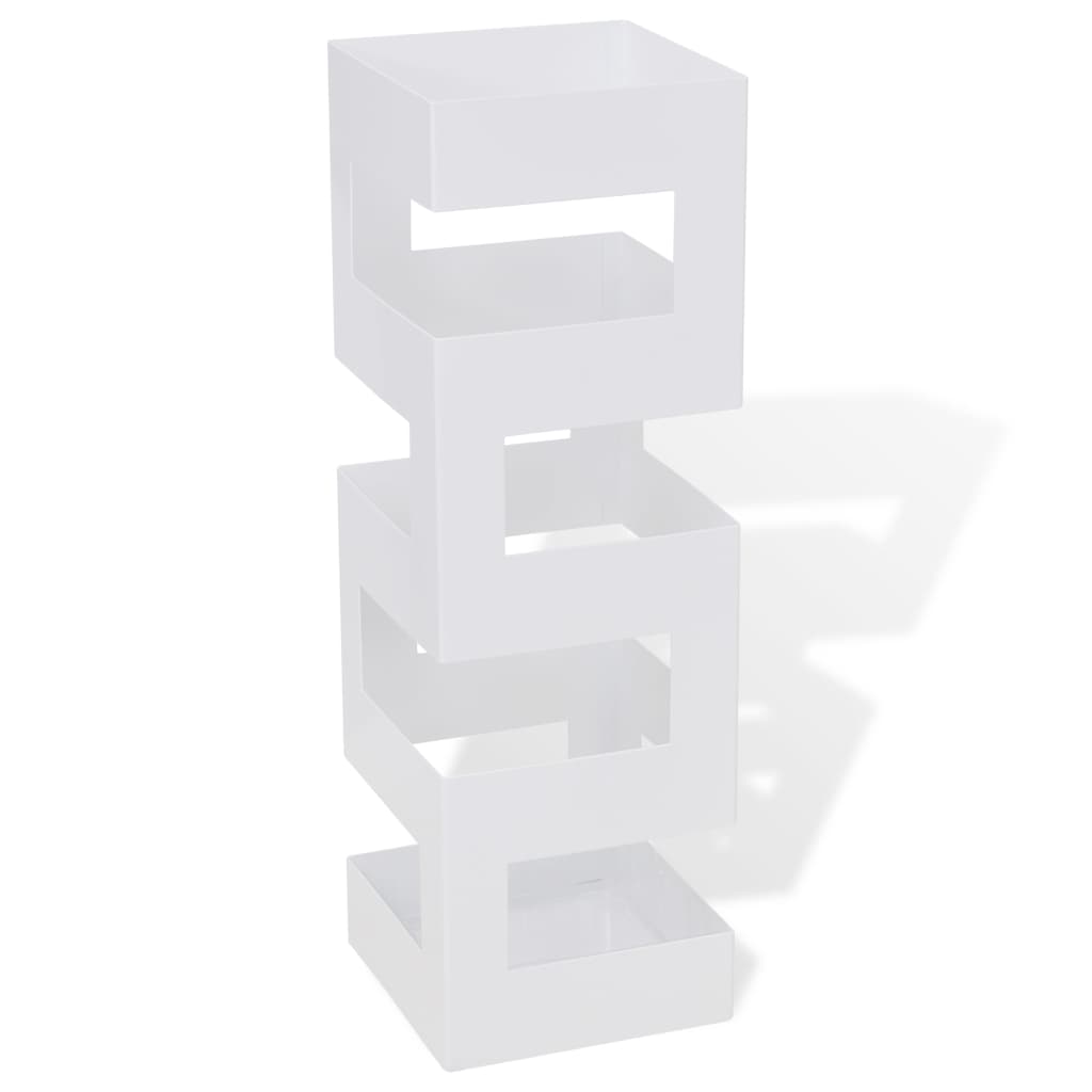 Suport pentru umbrele, pătrat, depozitare bastoane, alb, 48,5 cm, oțel Suport pentru umbrele, pătrat, depozitare bastoane, alb, 48,5 cm, oțel