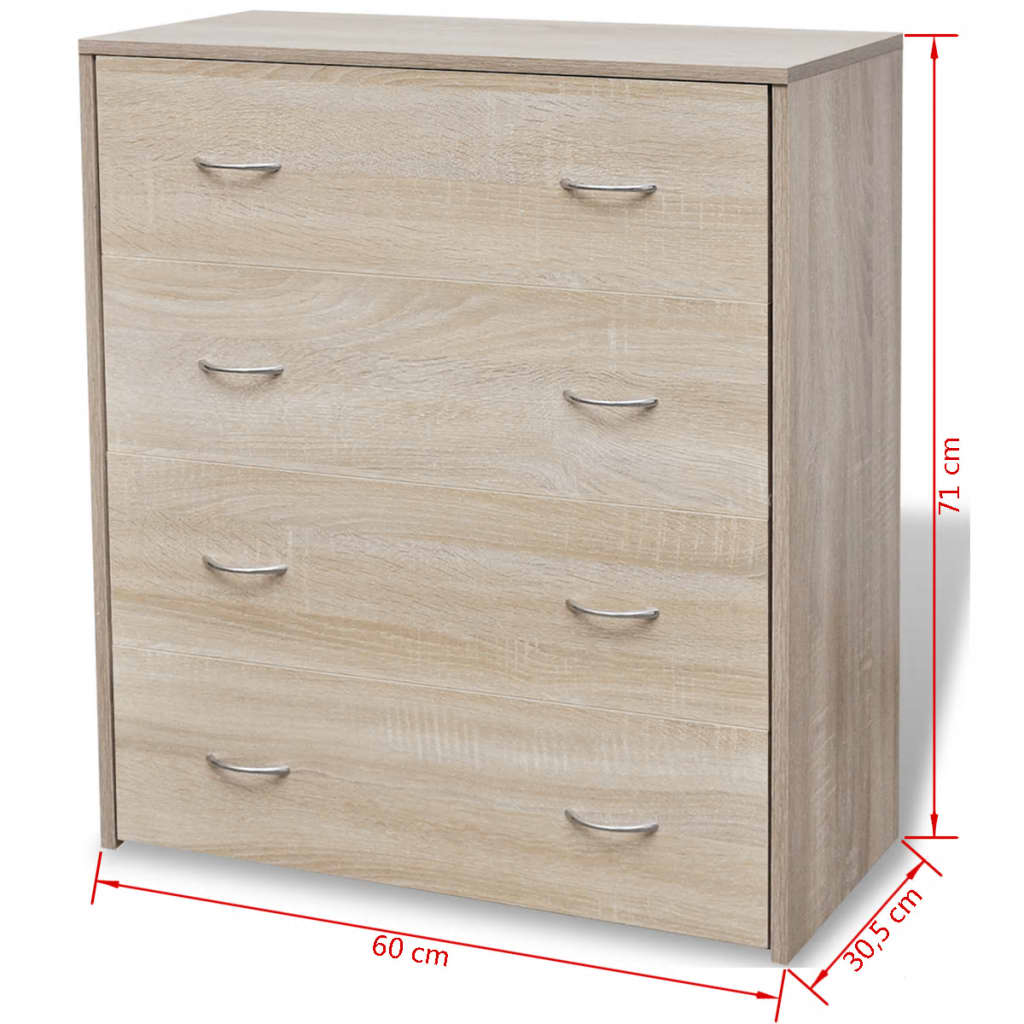 vidaXL Dulap cu 4 sertare, 60x30,5x71 cm, culoare stejar vidaXL Dulap cu 4 sertare, 60x30,5x71 cm, culoare stejar