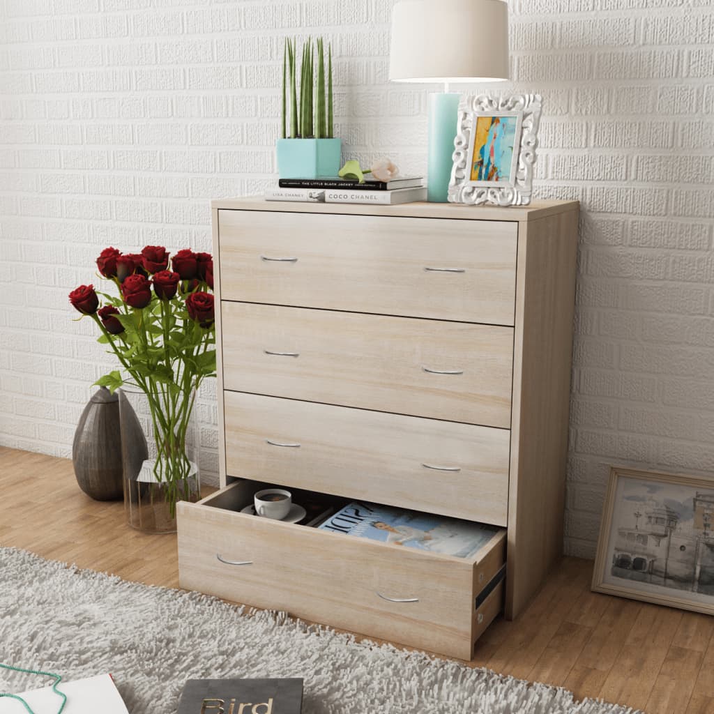vidaXL Dulap cu 4 sertare, 60x30,5x71 cm, culoare stejar vidaXL Dulap cu 4 sertare, 60x30,5x71 cm, culoare stejar
