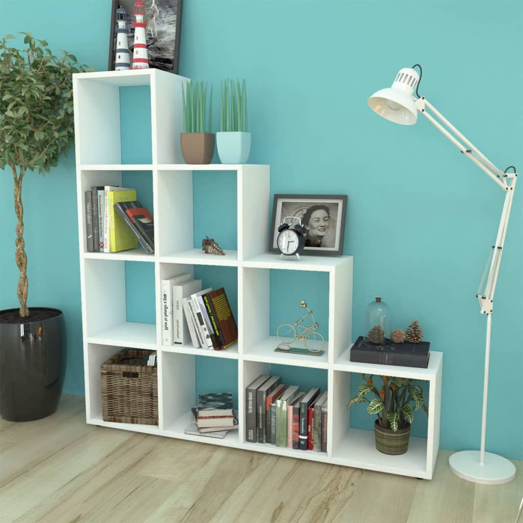 vidaXL Bibliotecă tip scară/Raft de expunere, alb, 142 cm vidaXL Bibliotecă tip scară/Raft de expunere, alb, 142 cm