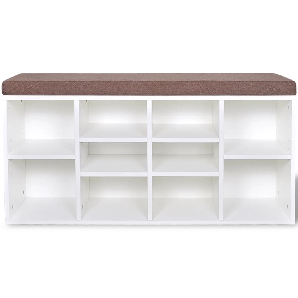 Banchetă de depozitare pantofi, 10 compartimente, alb Banchetă de depozitare pantofi, 10 compartimente, alb
