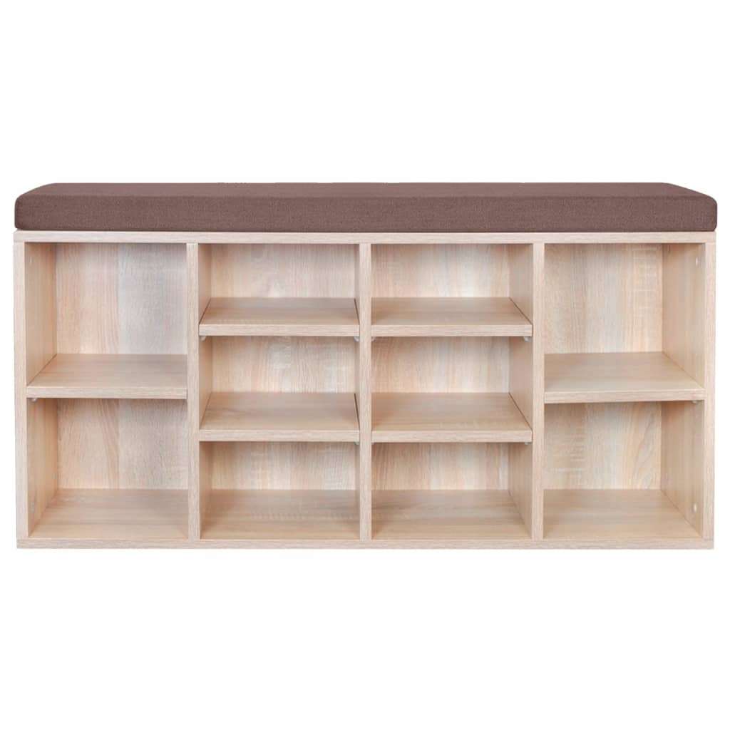 Banchetă de depozitare pantofi, 10 compartimente, culoare stejar Banchetă de depozitare pantofi, 10 compartimente, culoare stejar